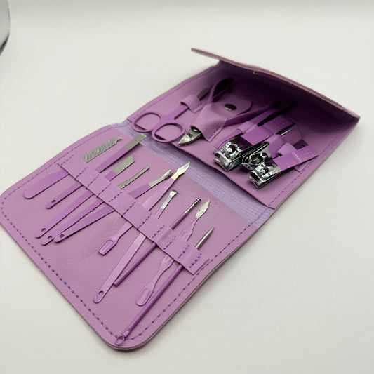 16pc Lilac Manicure and Pedicure Grooming Kit