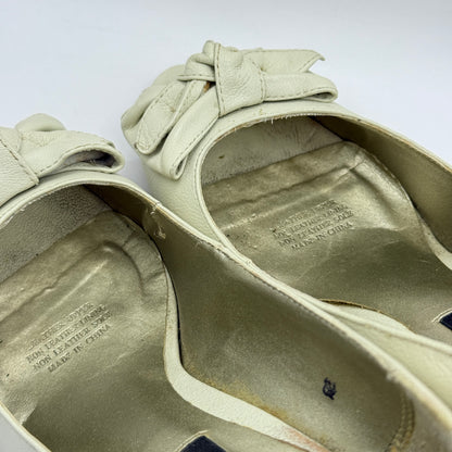 Lipstik Design Cream Peep-Toe Heels with Bow (Size 38)