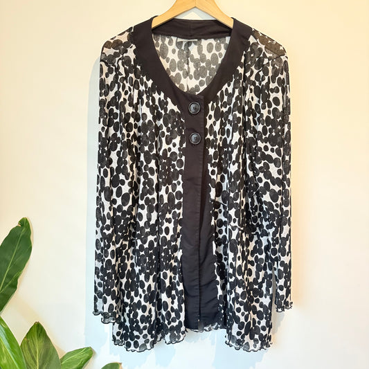 Long Island Black and White Cardigan - 3XL