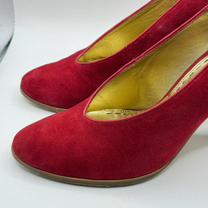MIMCO Red Suede & Snakeskin Block Heels - Size 39