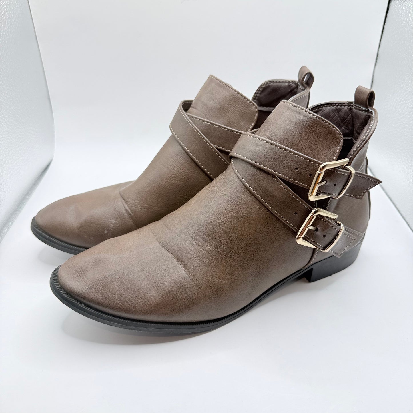 MRP Double Buckle Ankle Boots - Brown - Size 6