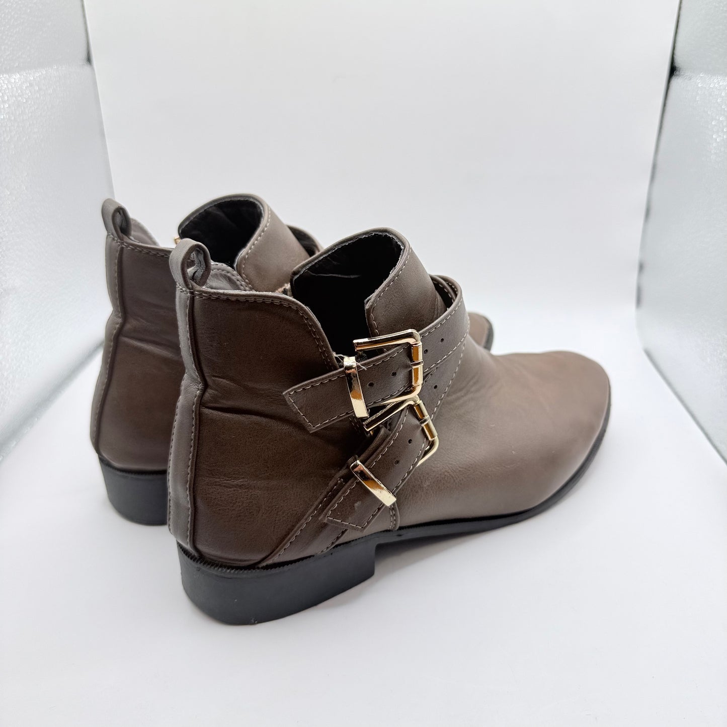 MRP Double Buckle Ankle Boots - Brown - Size 6