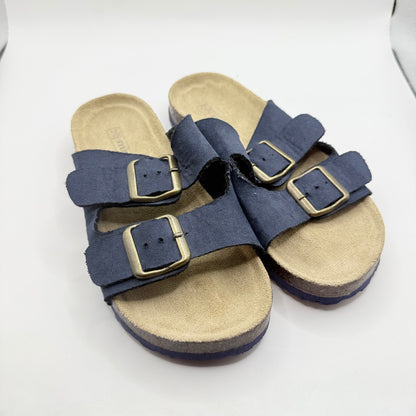 MRP Kids Double Buckle Slides - Blue Suede 22.5cm