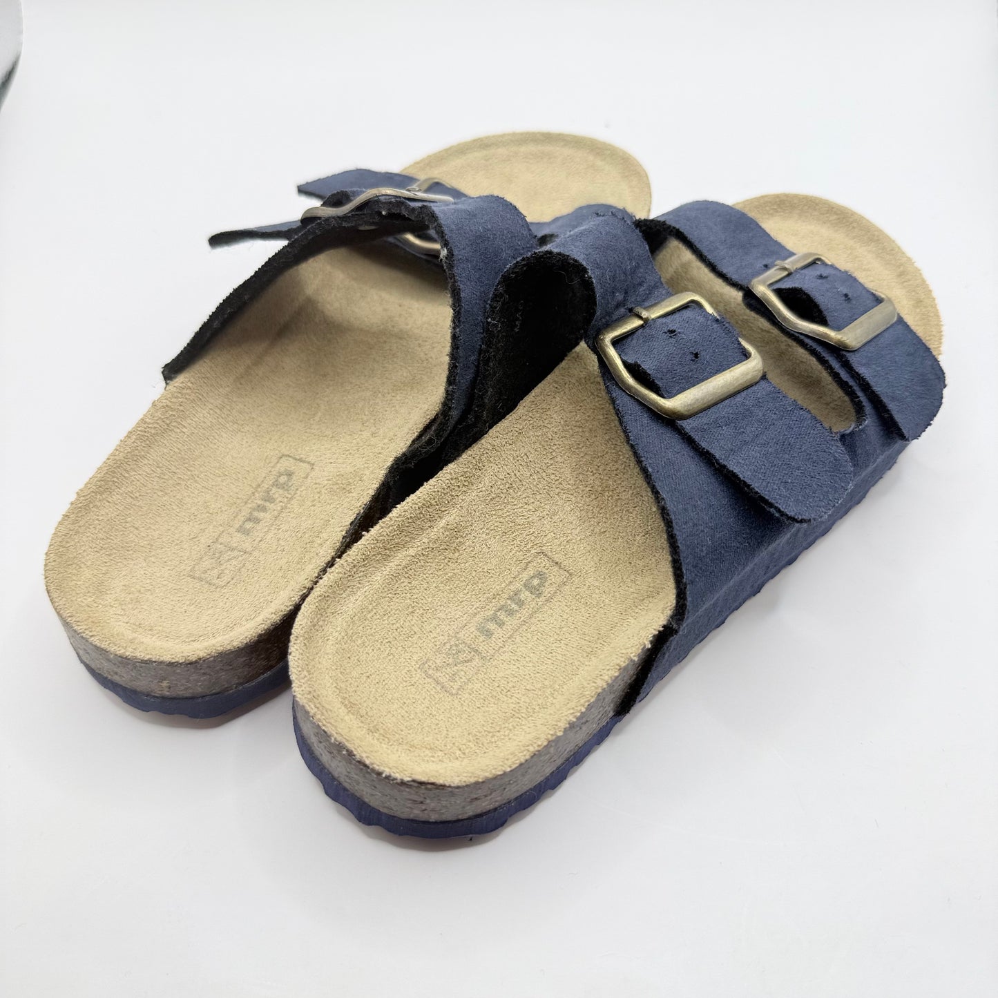 MRP Kids Double Buckle Slides - Blue Suede 22.5cm