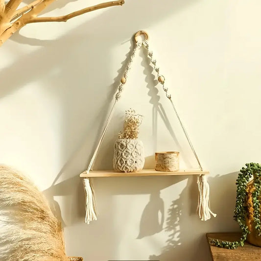 Macrame Boho Floating Shelf