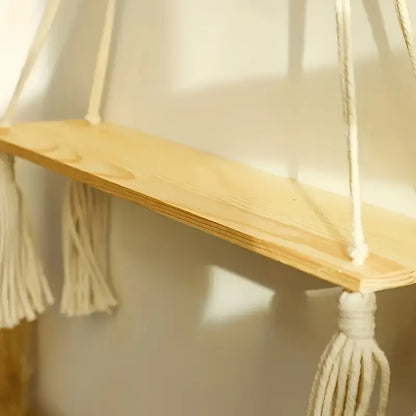 Macrame Boho Floating Shelf
