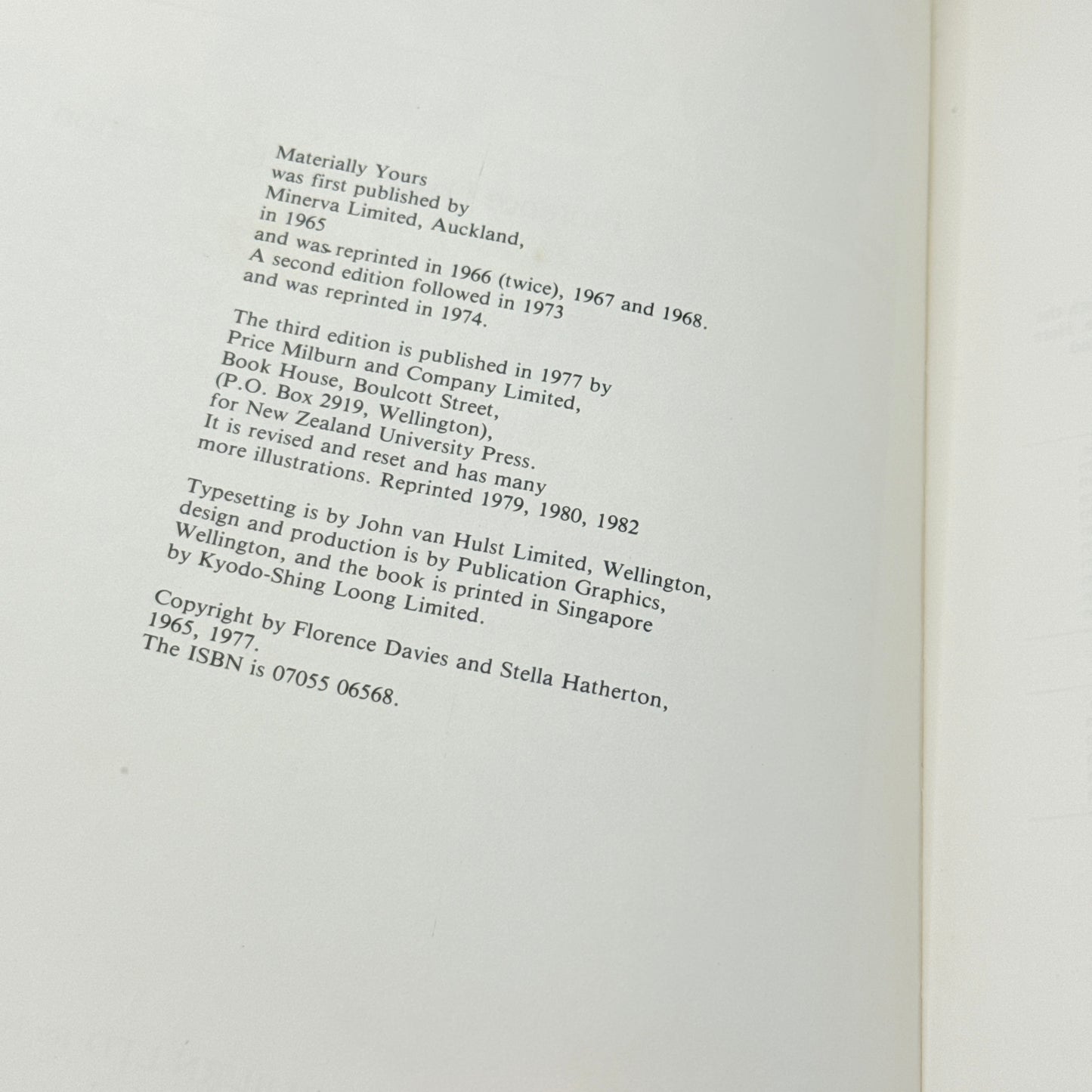 Materially Yours by Florence Davies & Stella Hatherton