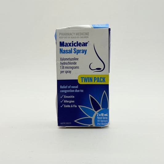 Maxiclear nasal spray twin pack 2x10ml - respiratory care health and wellness