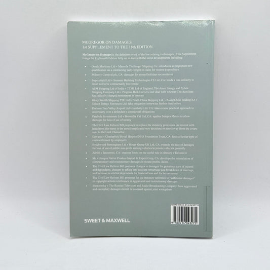 McGregor on Damages First Supplement to the Eighteenth Edition by Harvey McGregor