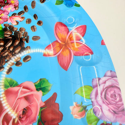 Plastic Oval Serving Tray with Floral Design