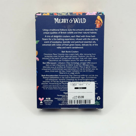 Merry & Wild Bath Bomb Crackers, 3 x 25g (0.9 oz.)