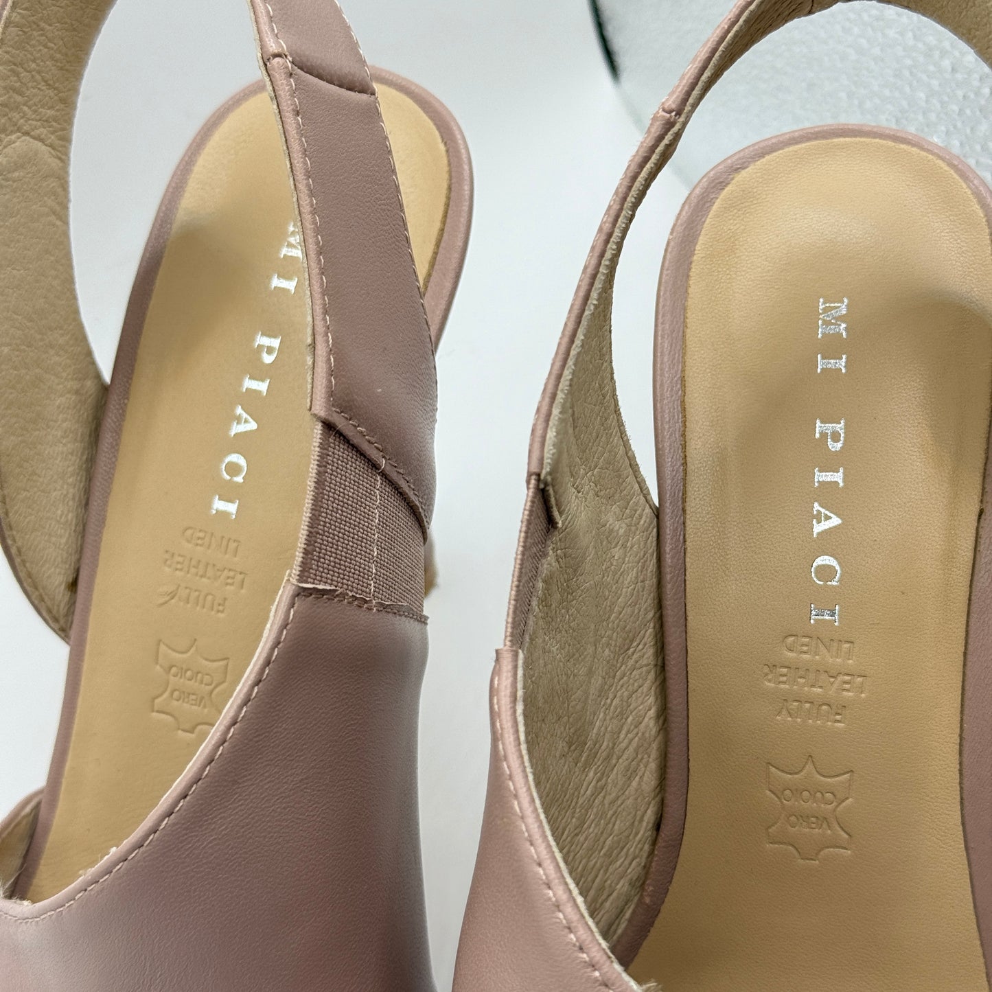 Mi Piaci Nude Blush Pink Leather Slingback Heels - Size 39
