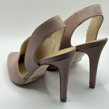 Mi Piaci Nude Blush Pink Leather Slingback Heels - Size 39