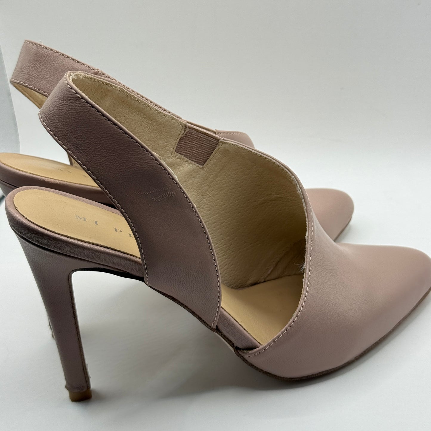 Mi Piaci Nude Blush Pink Leather Slingback Heels - Size 39