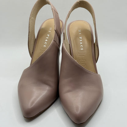 Mi Piaci Nude Blush Pink Leather Slingback Heels - Size 39