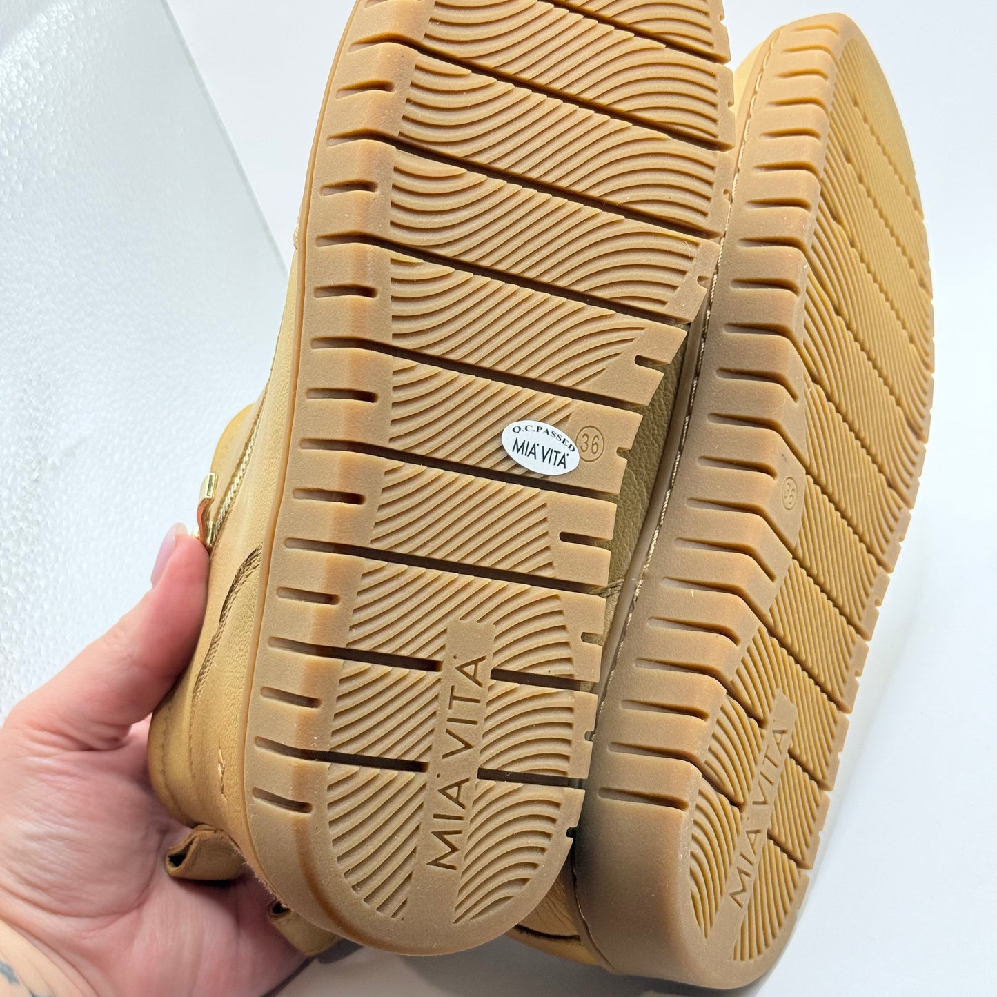 Mia Vita Leni Leather Ankle Boots - Fawn - Size 36