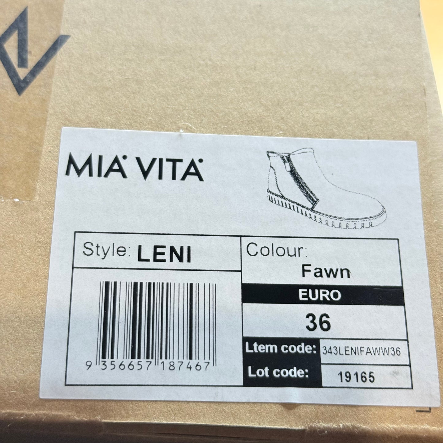 Mia Vita Leni Leather Ankle Boots - Fawn - Size 36