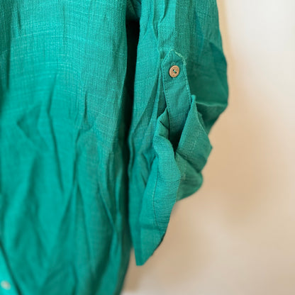 Millers size 16 woman green volume hammered rayon button thru blouse - blouses top women’s apparel