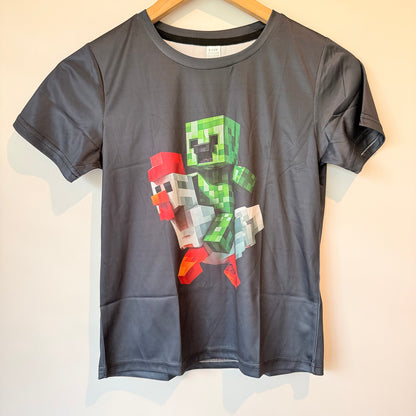 Minecraft creeper riding chicken t-shirt - kids size 7-9 - t-shirts baby clothing - original photo - what’s new