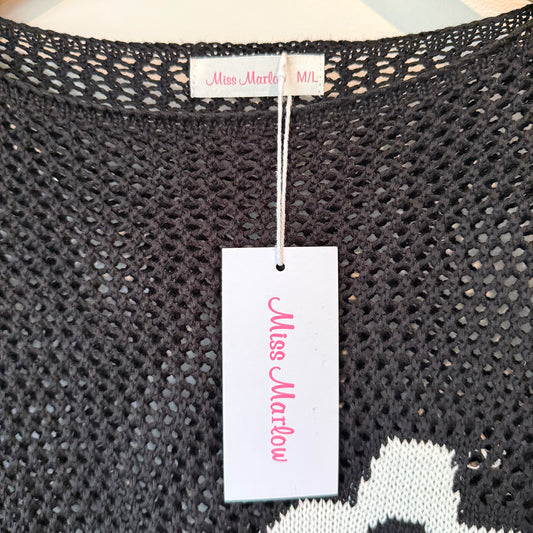 Miss Marlow Daisy Crochet Knit Sweater M/L