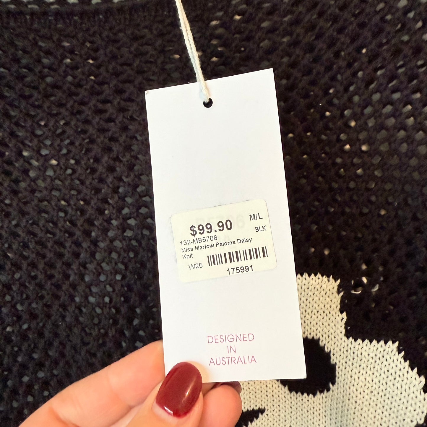 Miss Marlow Daisy Crochet Knit Sweater M/L