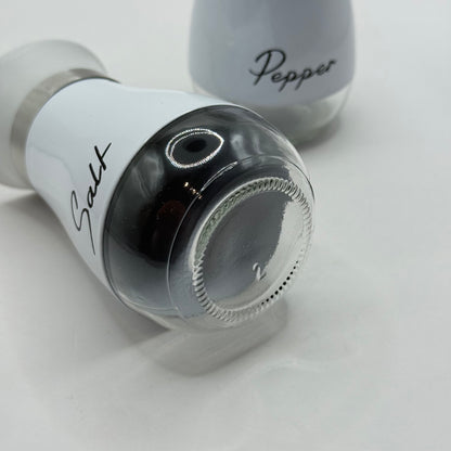 Modern Glass & Steel Salt and Pepper Shaker Set