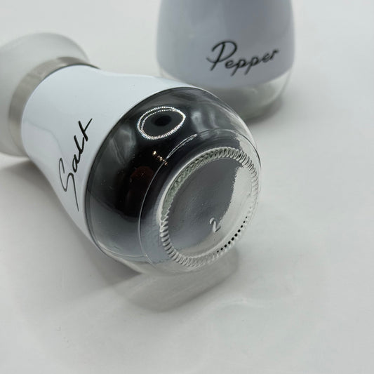 Modern Glass & Steel Salt and Pepper Shaker Set
