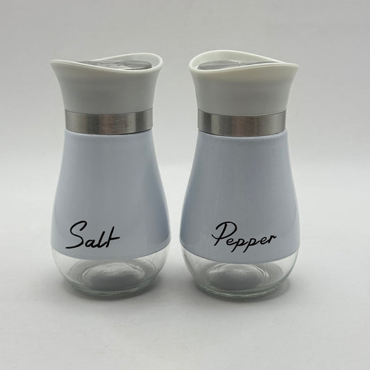 Modern Glass & Steel Salt and Pepper Shaker Set
