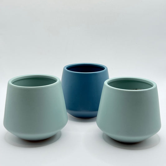 Modern Tapered Ceramic Pots Set of 3