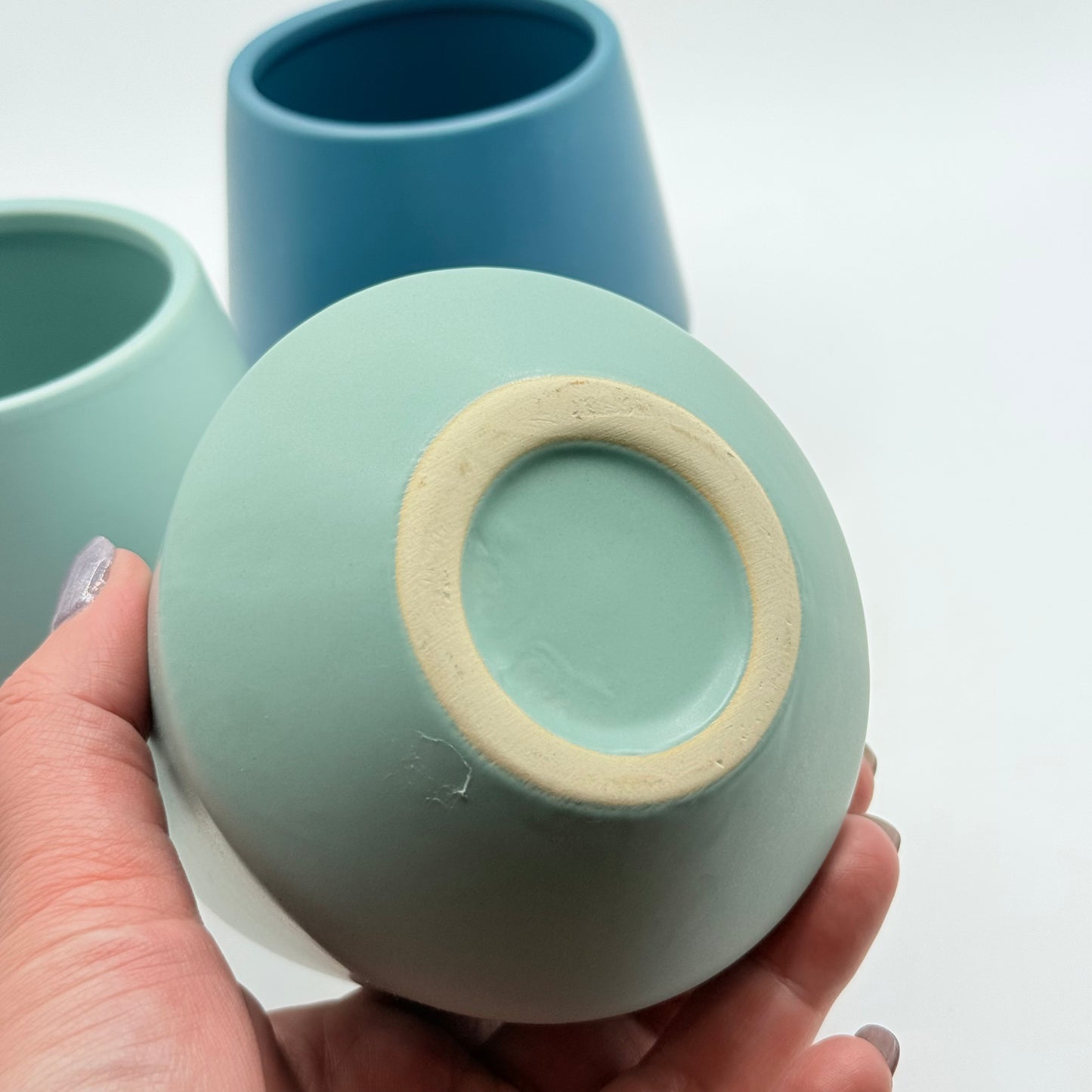 Modern Tapered Ceramic Pots Set of 3