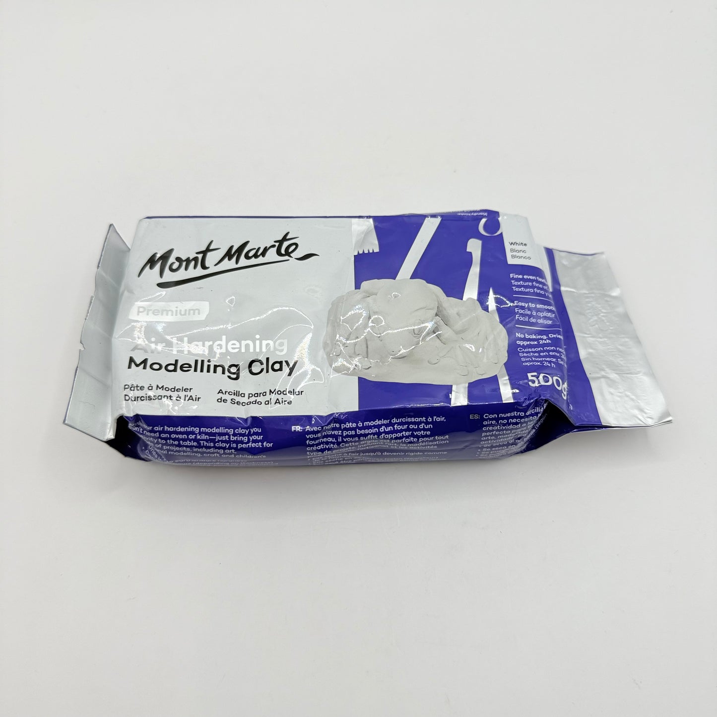 Mont Marte Premium Air Hardening Modelling Clay, White, 500g