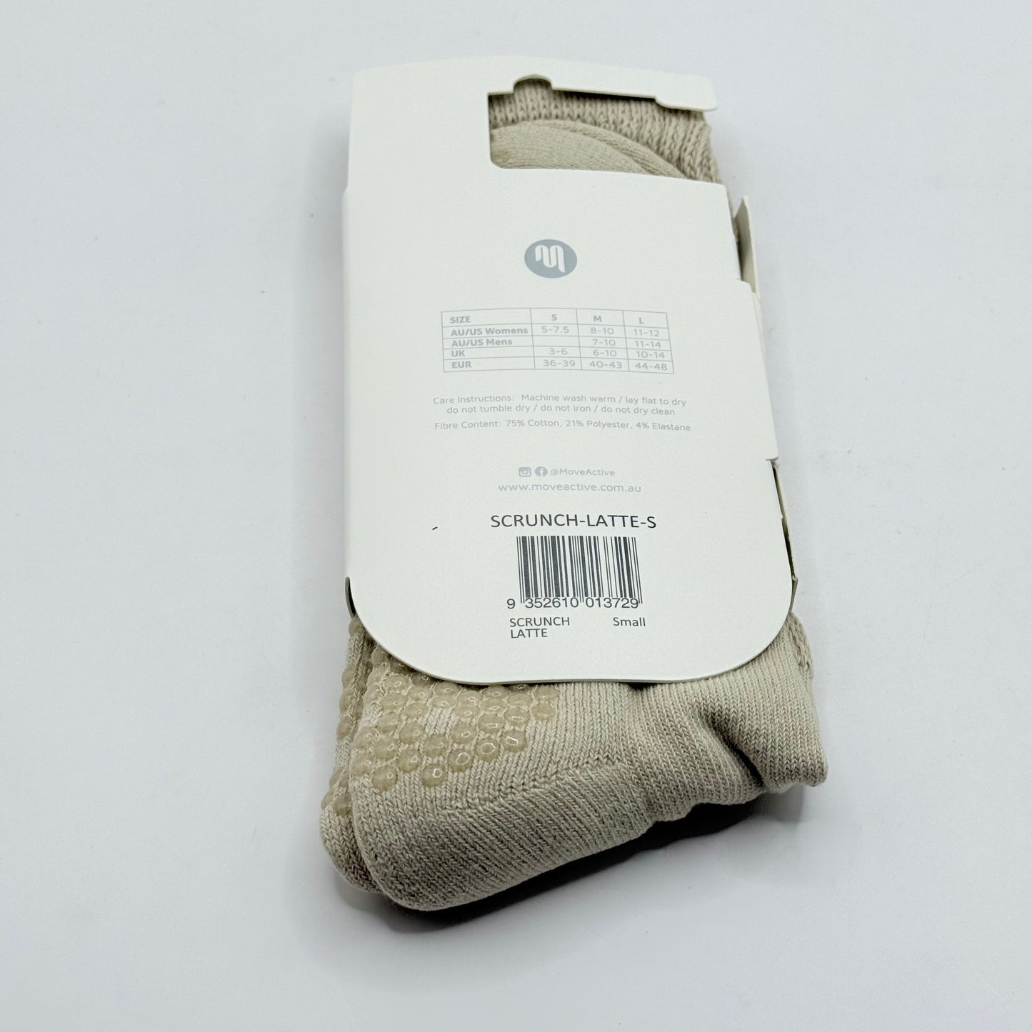 MoveActive 'The Scrunch Sock' Grip Socks Latte Size S