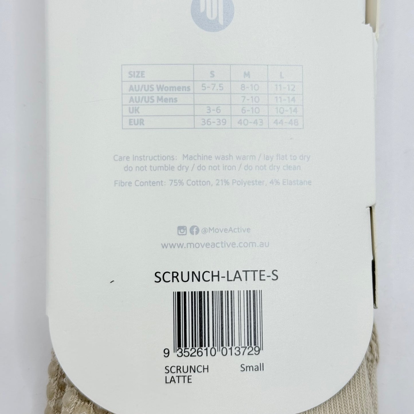 MoveActive 'The Scrunch Sock' Grip Socks Latte Size S