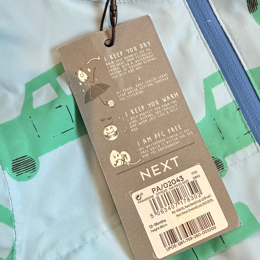 NEXT Waterproof Car Print Rain Jacket (12-18mths)