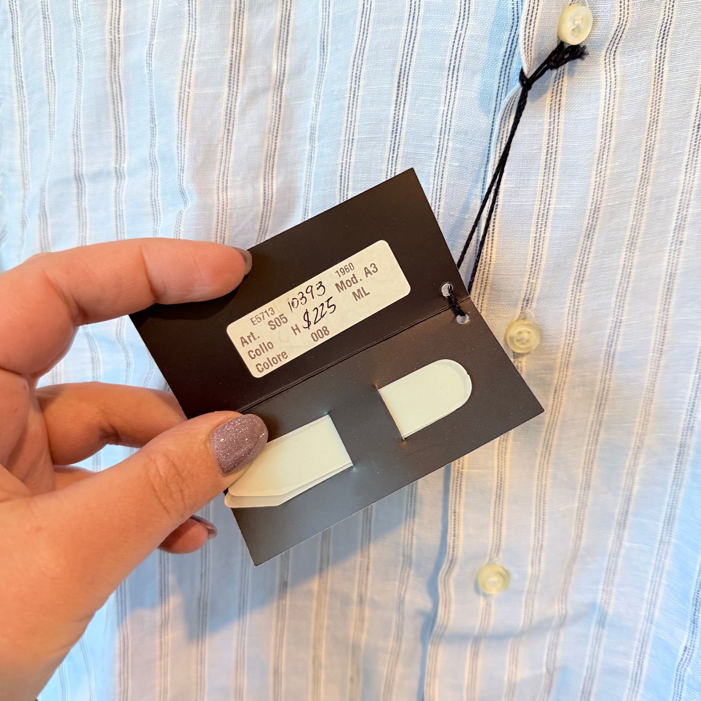 Nanni Savio Body Slim 100% Linen Shirt Light Blue Stripe - Size 40