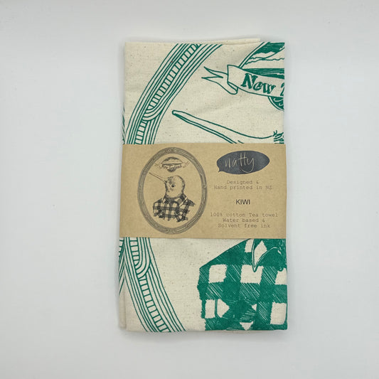 Natty swandrii kiwi 100% cotton tea towel - green and cream - kitchen towels home&living materials