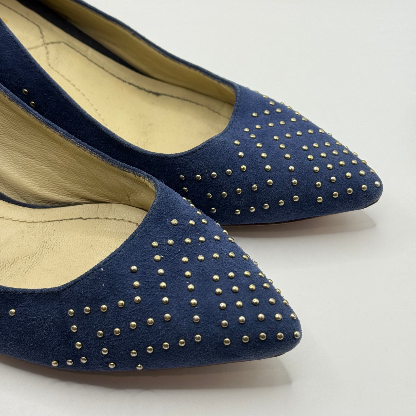 Nicholas Kirkwood Blue Suede Studded Block Heels - Size 38