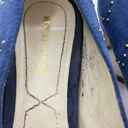 Nicholas Kirkwood Blue Suede Studded Block Heels - Size 38