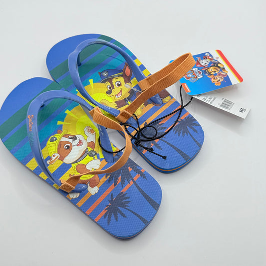 Nickelodeon paw patrol kids’ flip flops – blue with chase & rubble size 11 - baby & toddler sandals shoes children’s