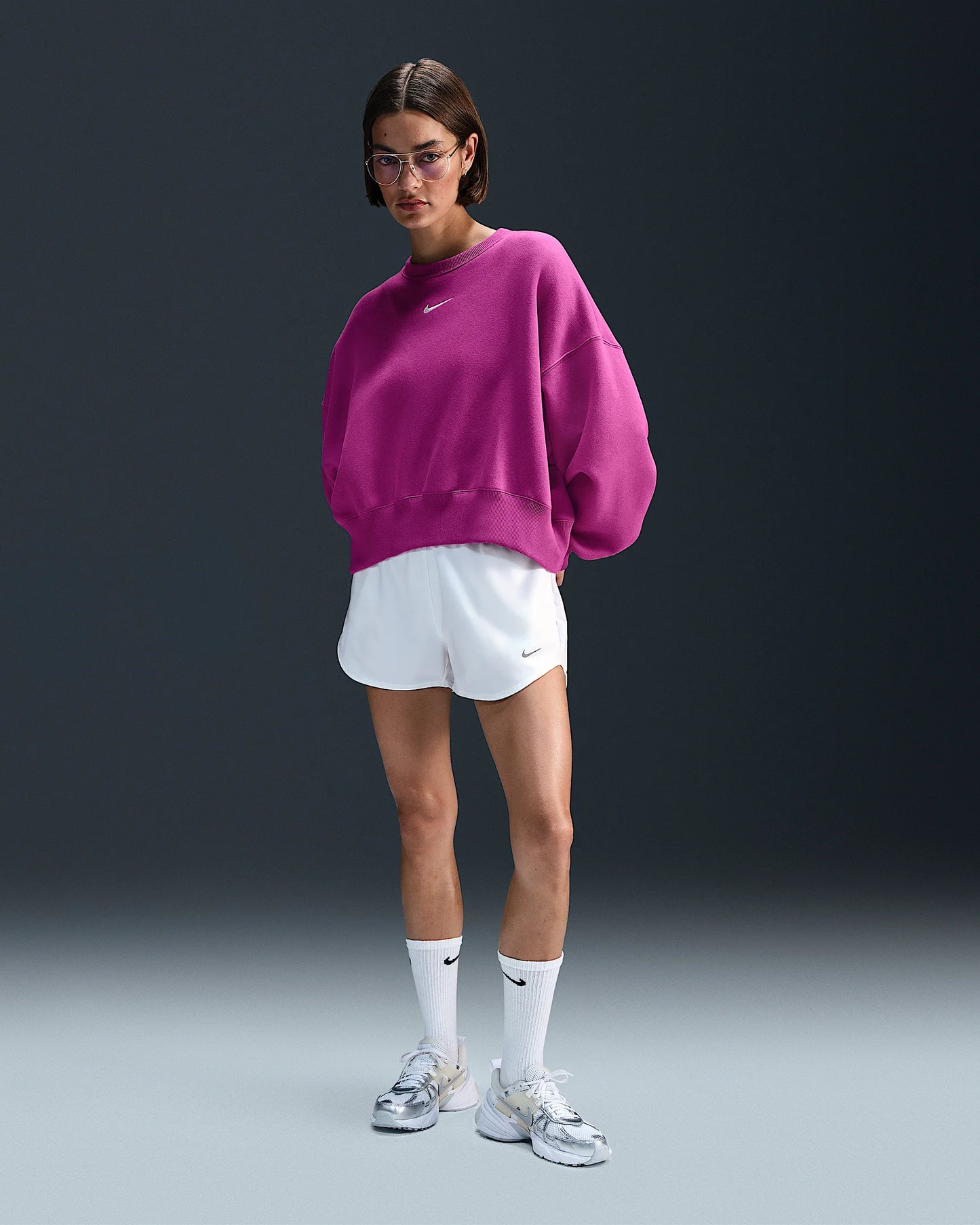 Nike Sportswear Phoenix Fleece Oversized Crewneck Sweatshirt Purple Size XS