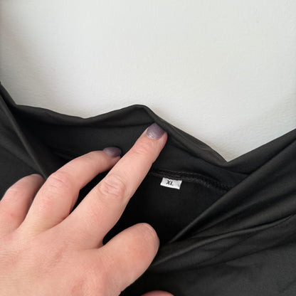 Off-Shoulder Long Sleeve Top Cowl Neck Black - Size XL