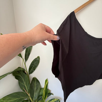 One Shoulder Asymmetric Top Black Size M