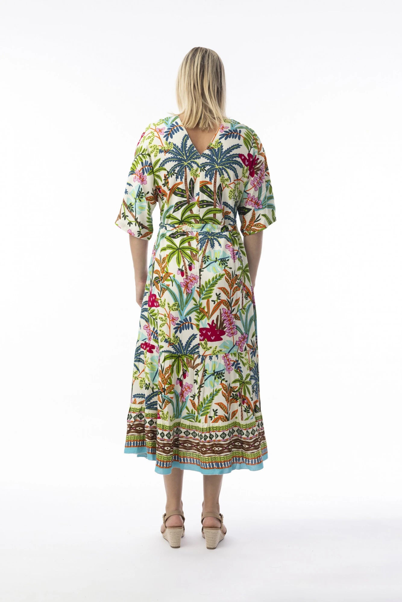 Orientique Ovahe V-Neck Maxi Dress Print Size 8 XXS