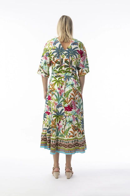 Orientique Ovahe V-Neck Maxi Dress Print Size 8 XXS