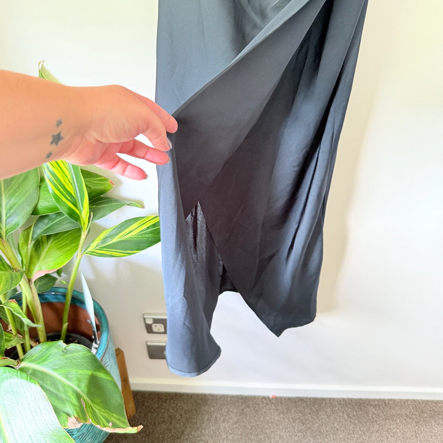 Pagani Satin Cowl Split Hem Dress - Size 6