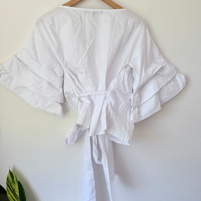 Paper Plane Boutique Statement Sleeve Wrap Top – Size S