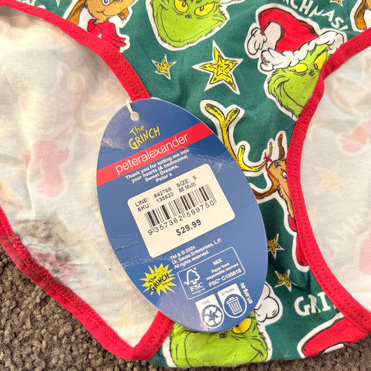 Peter alexander the grinch briefs – green – size small – brand new but marked - briefs baby clothing