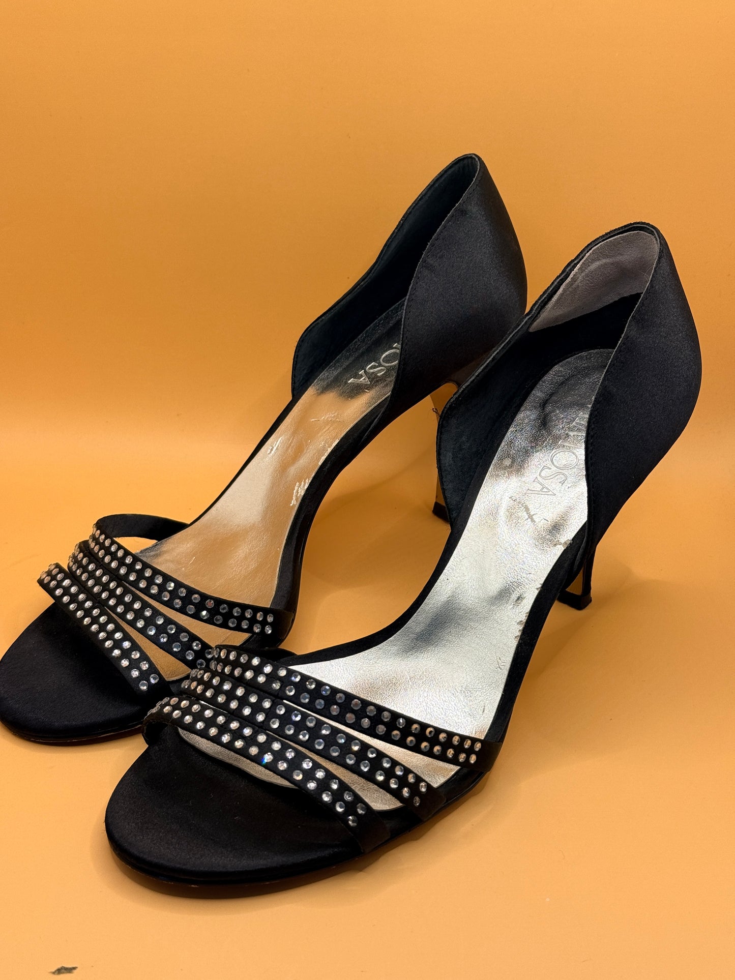 Mimosa Black Diamanté Strap Heels Size 41