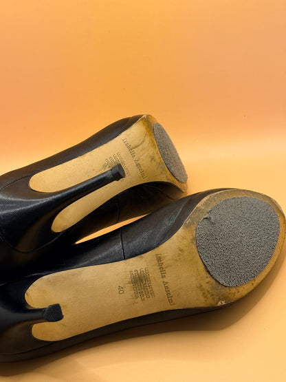 Isabella Anselmi Black Leather Court Heels Size 40