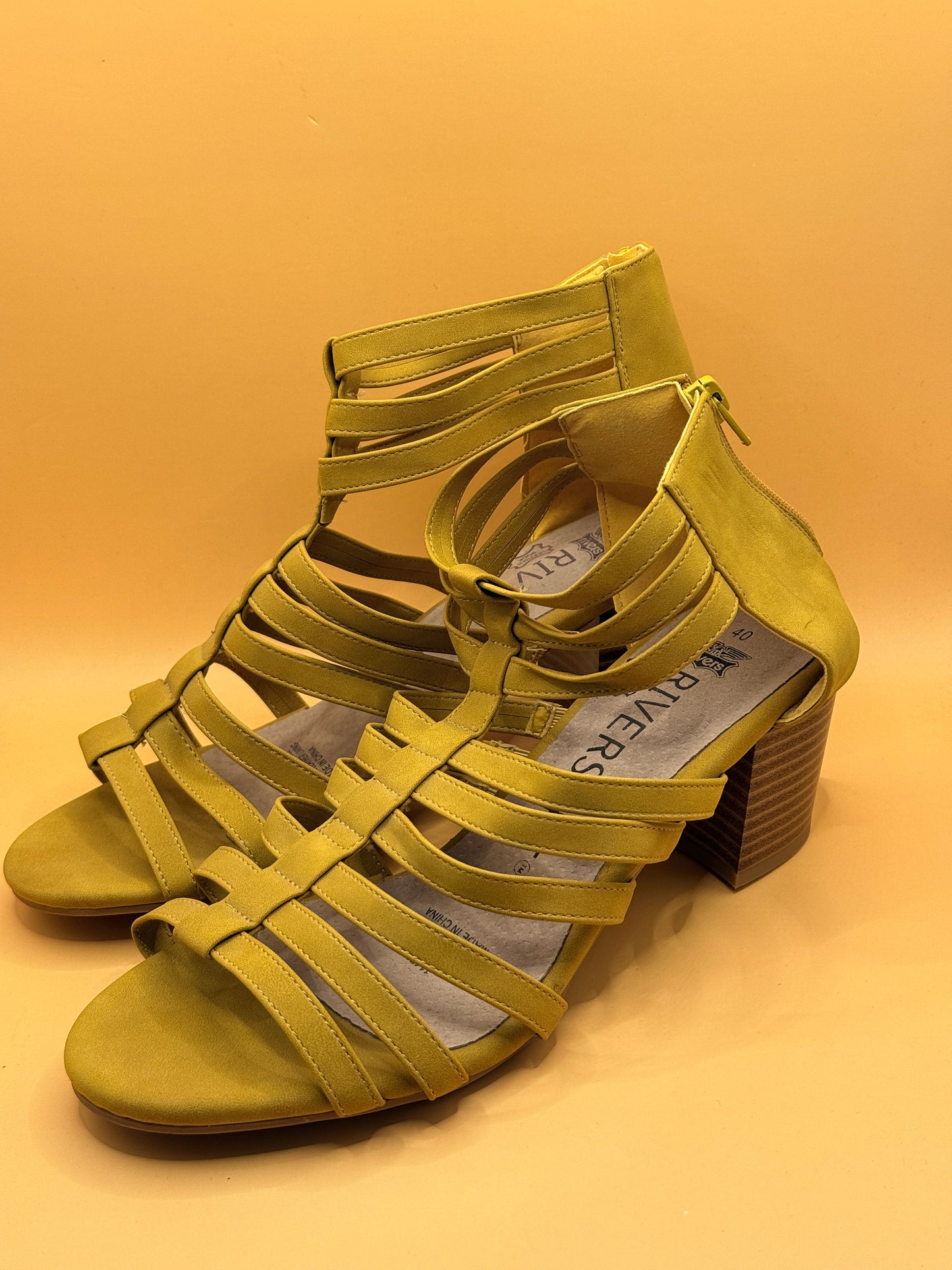 Rivers Chartreuse Strappy Gladiator Heels Size 40